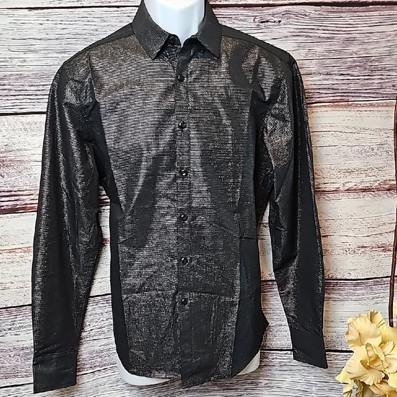 INC International Concepts | Shirts | New Inc International Concepts Mens Black  Silver Buttondown Dress Shirt | Poshmark